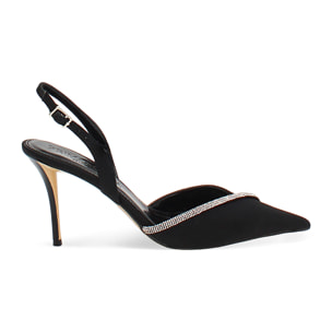 Zapato destalonado negro tacón 8,4 cm