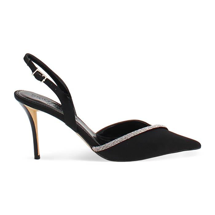 Zapato destalonado negro tacón 8,4 cm