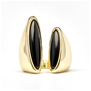 Anillo con Resina Negra acabado oro 18k