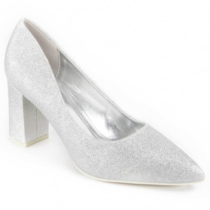 Zapato De Tacón - Plateado - Altura: 8 Cm