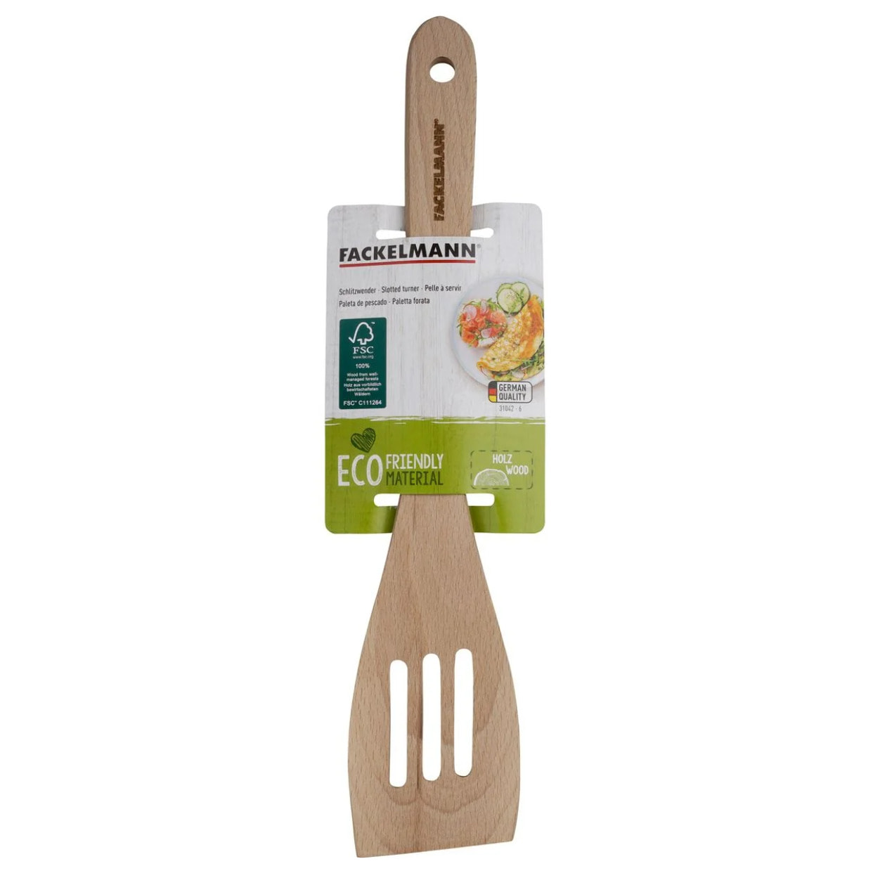 Set de 2 ustensiles de cuisine spatule en bois Fackelmann Nature