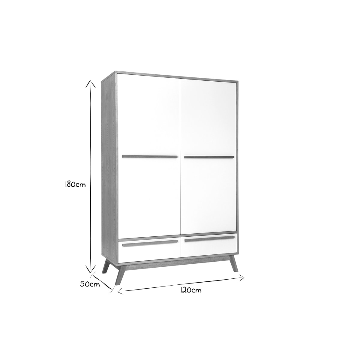 Armoire design avec penderie finition bois clair et blanc mat L120 cm HELIA