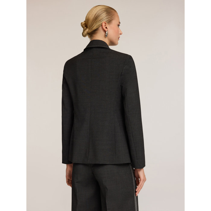 Motivi - Blazer in tela misto lana con impunture - Grigio
