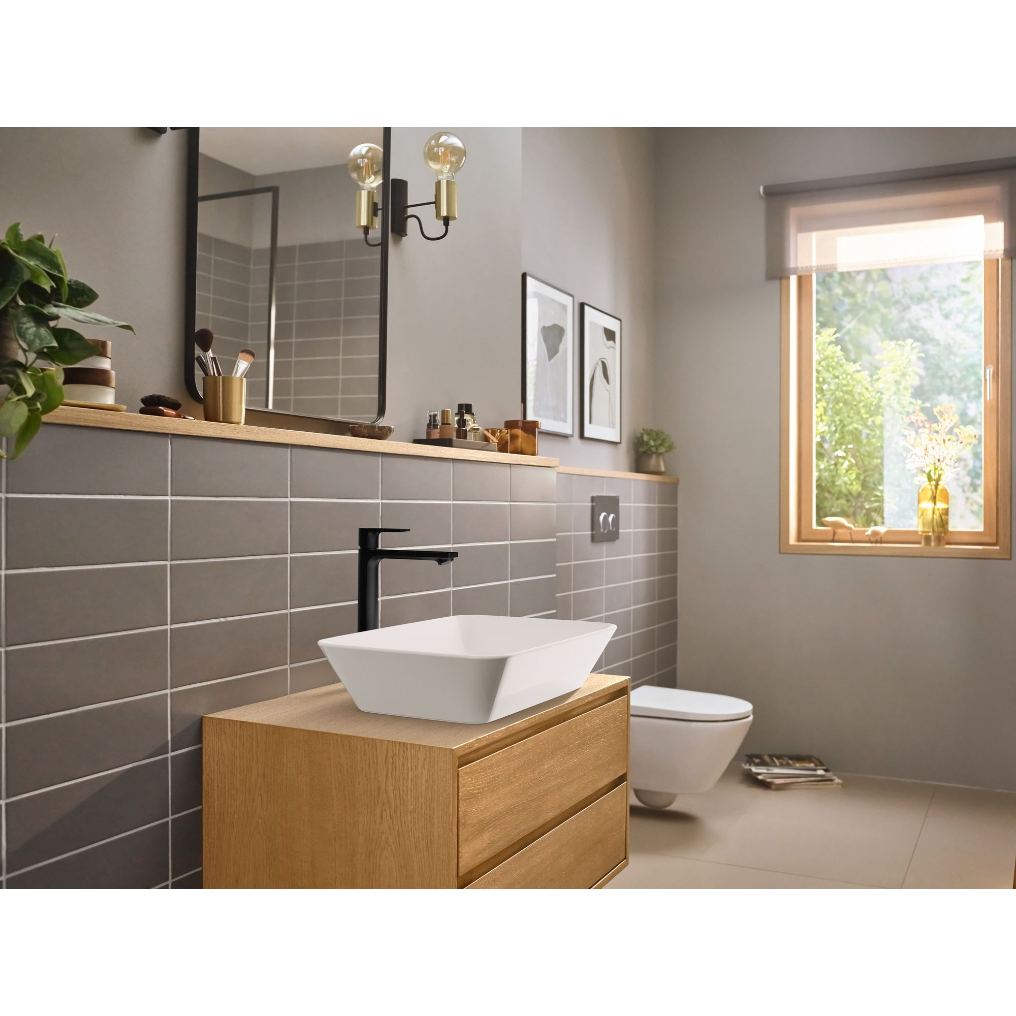 Rebris E mitigeur lavabo 240 CoolStart EcoSmart pour vasque à poser avec tirette et vidage noir mat 72591670