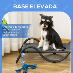 Cama Elevada para Perros Pequeños Medianos Cama para Mascotas con Tela de Malla Transpirable Marco Curvo de Acero para Interior Exterior 92x55,5x21 cm Gris