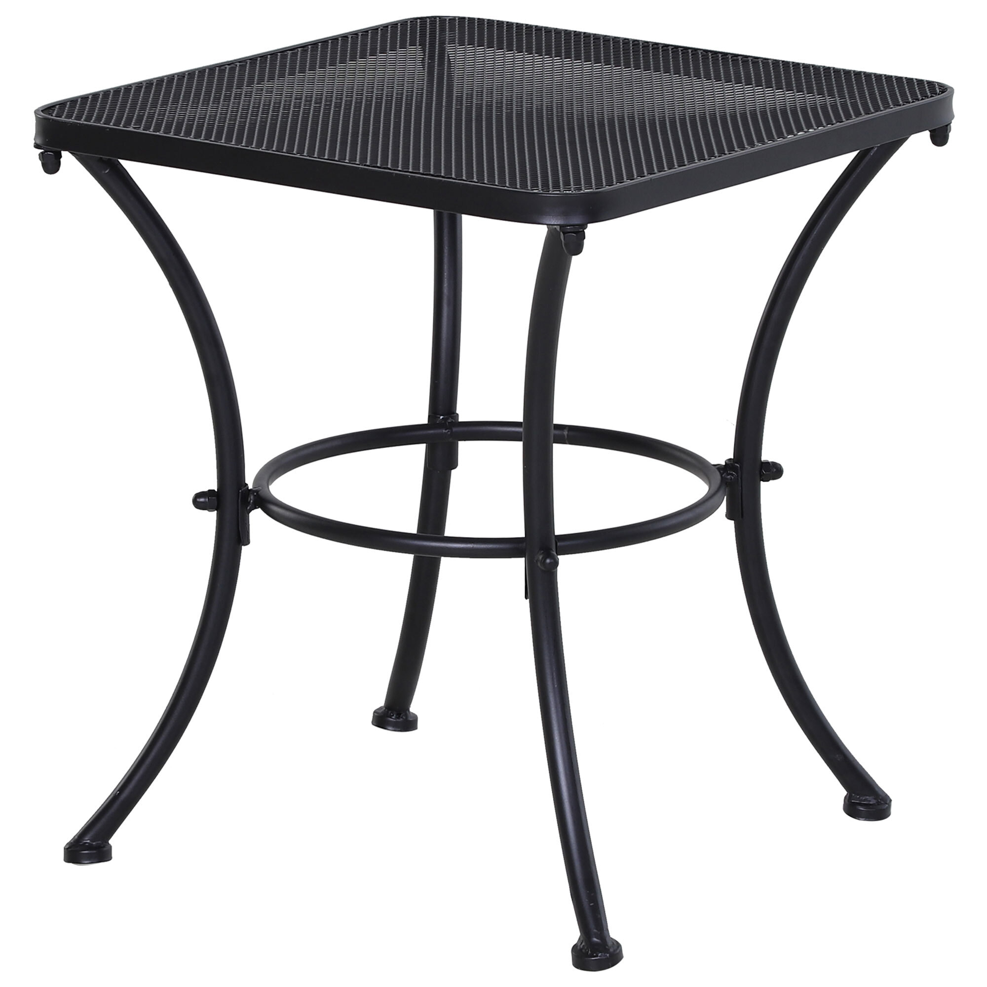 Mesa de Jardín Cuadrada Mesa Auxiliar Exterior con Estructura de Metal para Patio Terraza Balcón Carga 30 kg 45x45x50 cm Negro