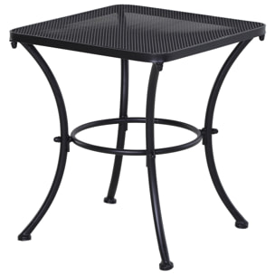 Mesa de Jardín Cuadrada Mesa Auxiliar Exterior con Estructura de Metal para Patio Terraza Balcón Carga 30 kg 45x45x50 cm Negro