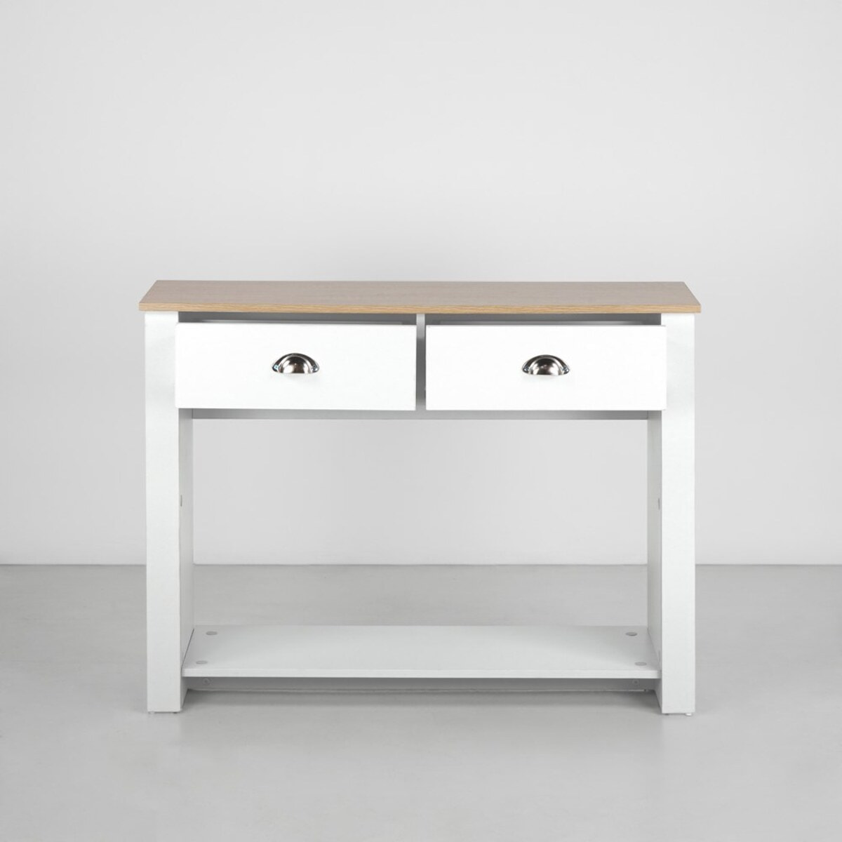 Consolle da ingresso 100x70x40 cm bianca con top rovere - Ginevra
