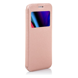 DAM CUSTODIA A LIBRO CON CHIUSURA MAGNETICA A FINESTRA Iphone 7/ Iphone 8 7x1x14 Cm. Colore: oro rosa