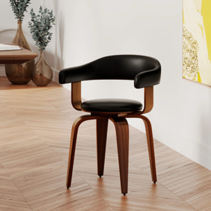 Chaise avec accoudoirs en cuir synthétique noir - Harold