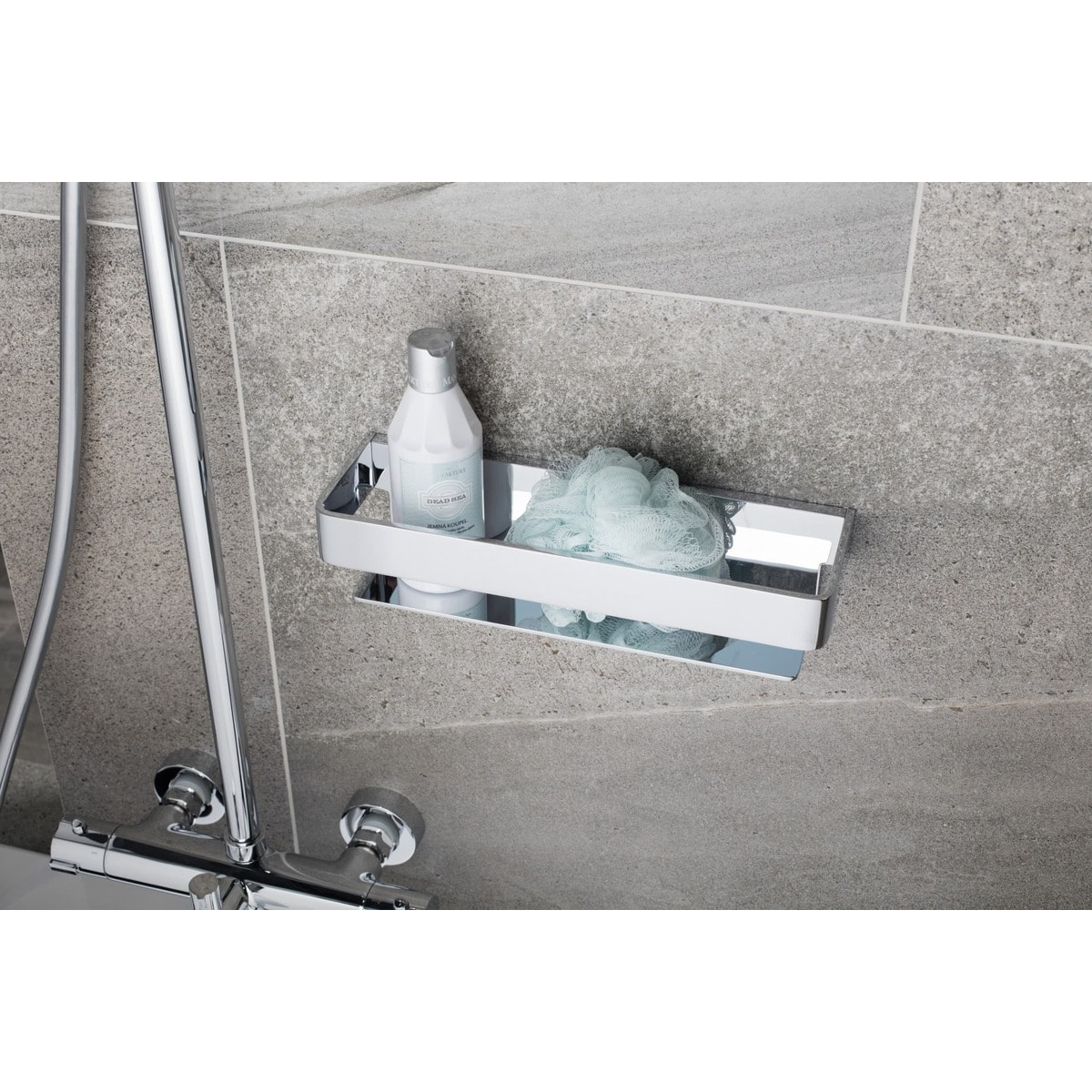 Panier de douche 30 cm en laiton massif, Chrome (SATDPOL30CH)