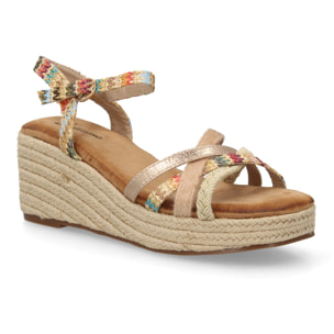 Sandalia de cuña para mujer, diseño de tiras cruzadas