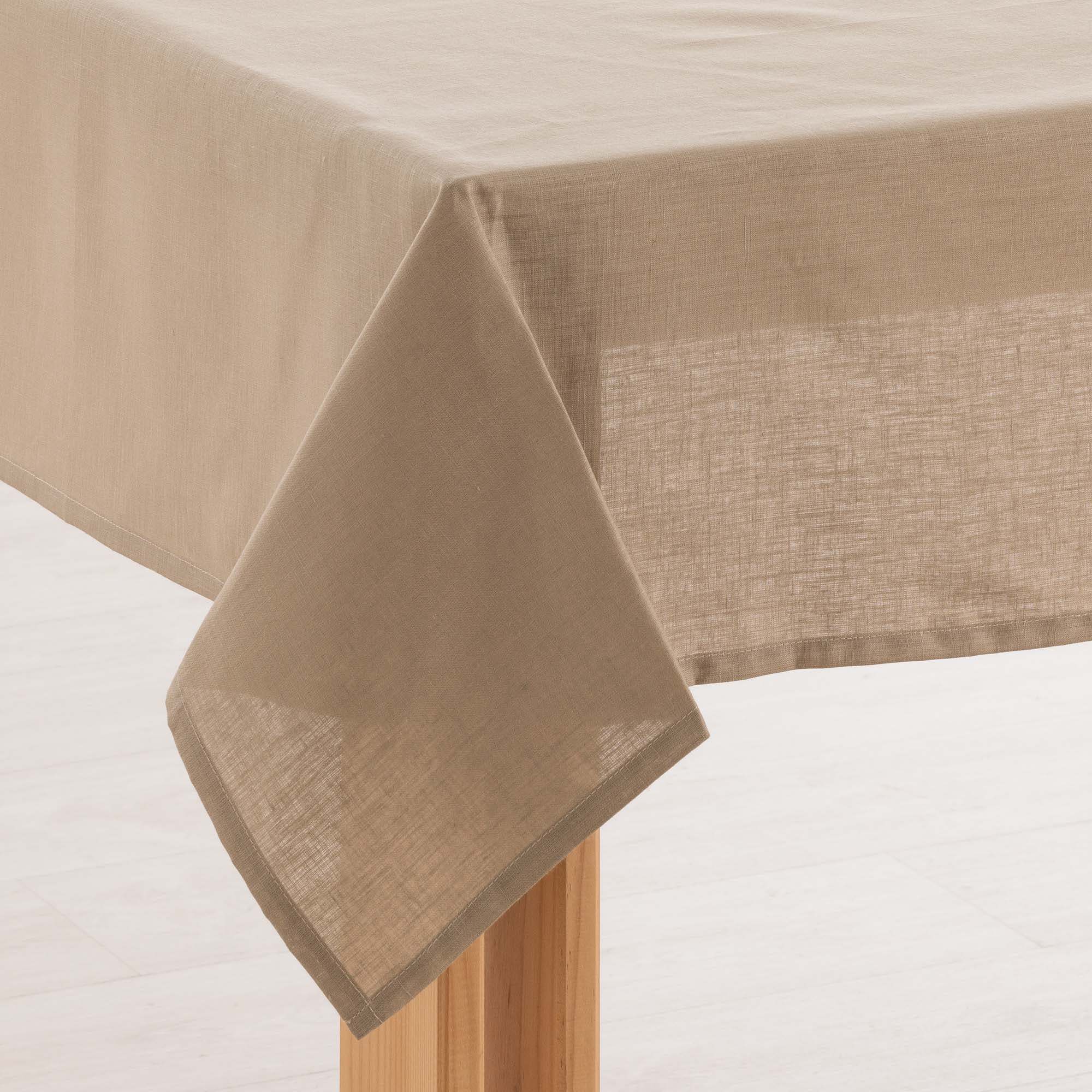 Nappe hydrofuge anti-taches en lin 100% Taupe