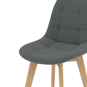Lot de 2 chaises gris foncé et pieds en bois de hêtre - Yolo