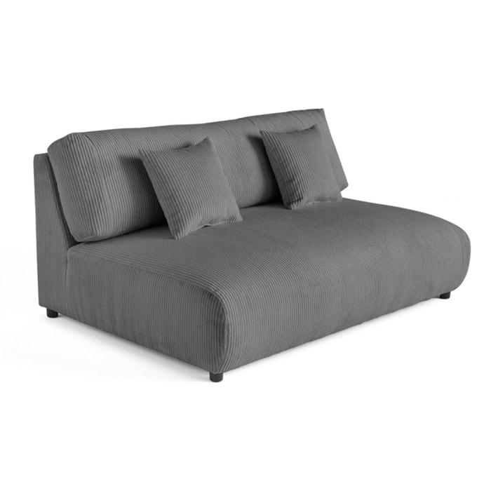 Garance - module d'assise 3 places sans accoudoirs - en velours côtelé - Gris foncé