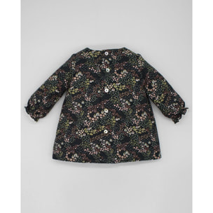 VESTIDO VIELLA CASITAS NEGRO Y ROSA