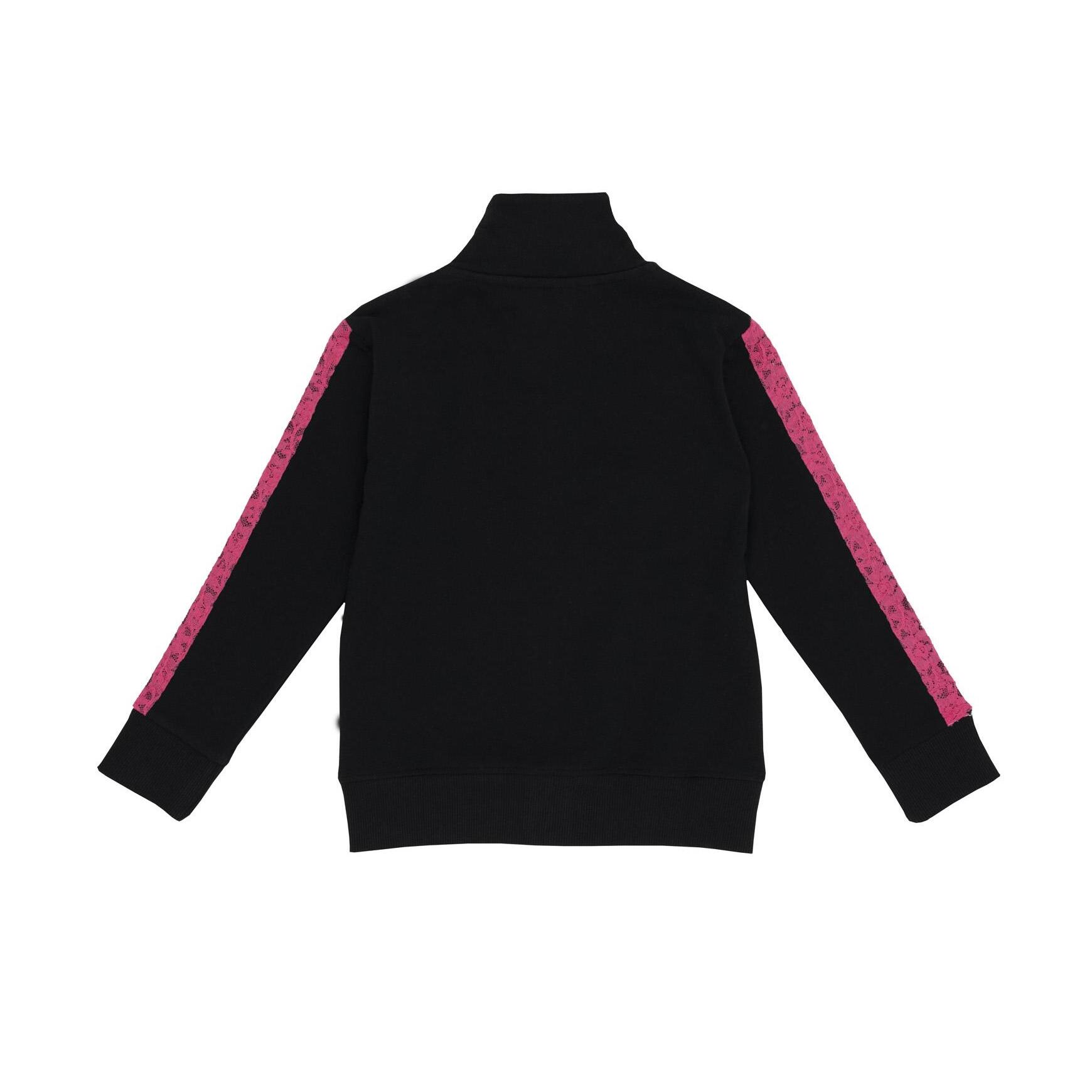 Sudadera con capucha rosa para niña con cremallera completa y estampado de león.
