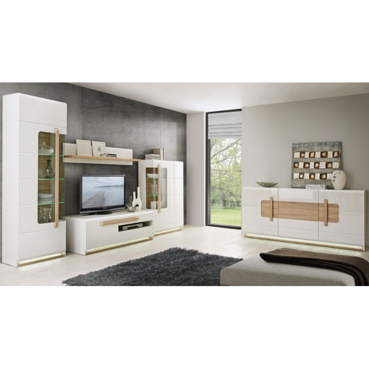 Meuble TV bas blanc laqué - SENSATION