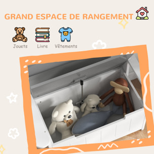 Coffre à jouets pour enfants 2 en 1 banc meuble de rangement et assise avec dossier et accoudoirs - vérin pneumatique 68,5L x 34l x 58H cm gris