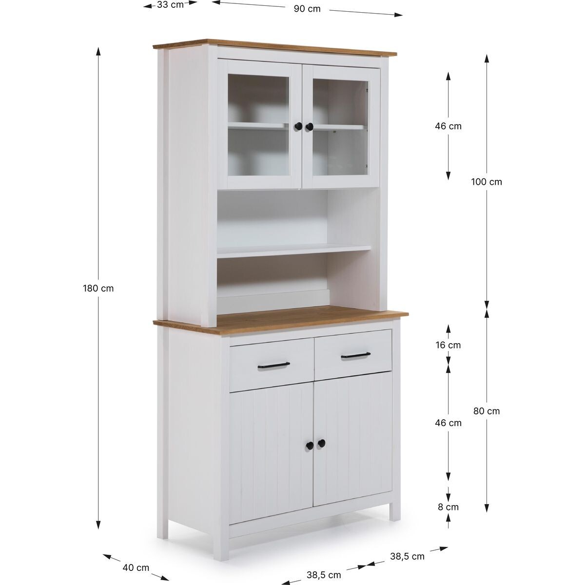 Vaisselier 4 portes 2 tiroirs en bois massif - IDA