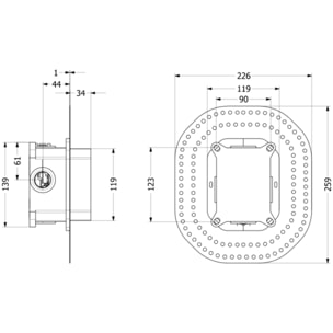 Mitigeur mécanique encastré avec inverseur Architectura