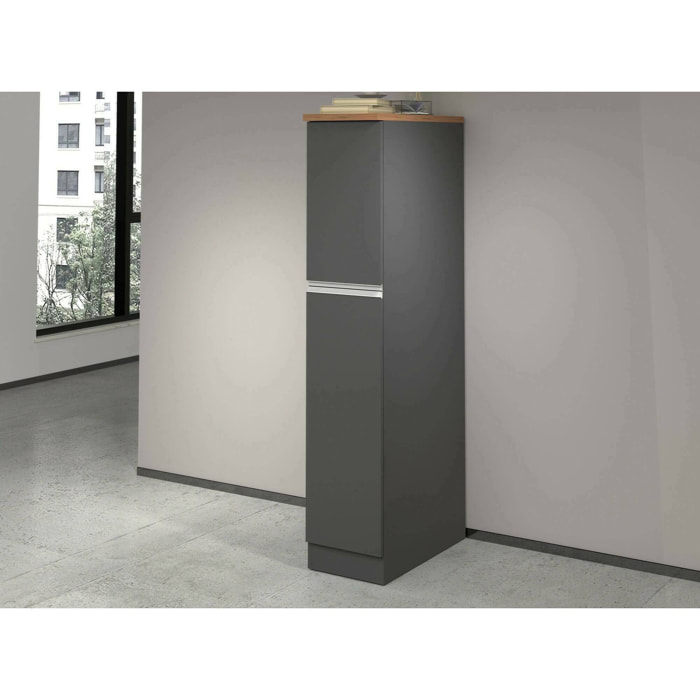 Dispensa da cucina Atrax, Armadio multiuso, Mobile per cucinotto, Portafrigo multifunzione, 100% Made in Italy, 30x60h165 cm, Antracite e Rovere