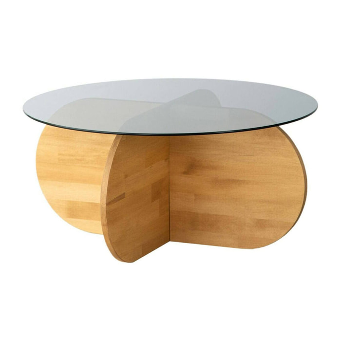 Tavolino da salotto Bagolino, Tavolo basso da caffè, Portariviste per divano, Ripiano da soggiorno, 75x75h35 cm, Rovere
