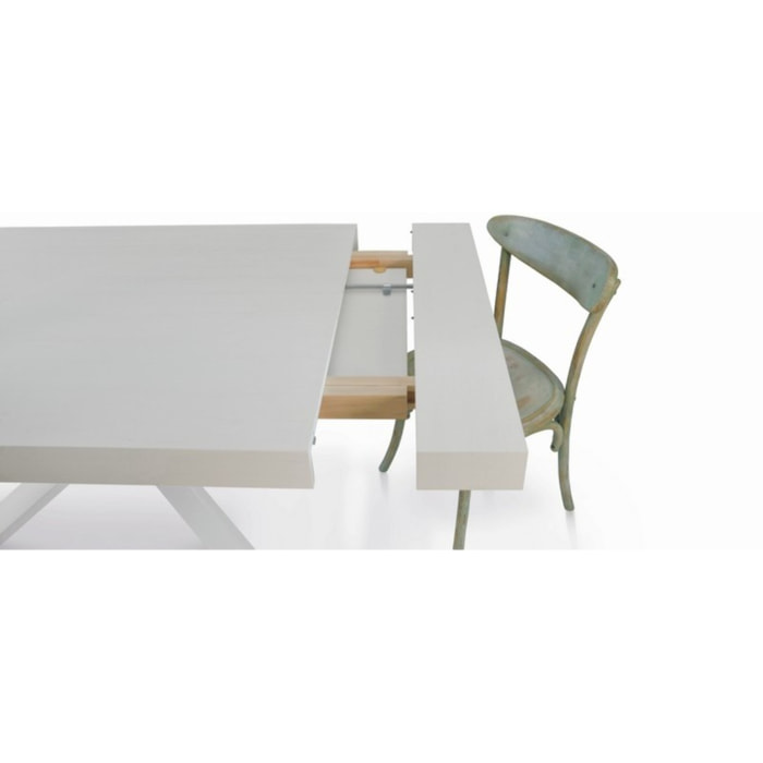 Tavolo TRASTEVERE in legno nobilitato bianco consumato allungabile 160x90 cm - 260x90 cm (Gambe Incrociate)