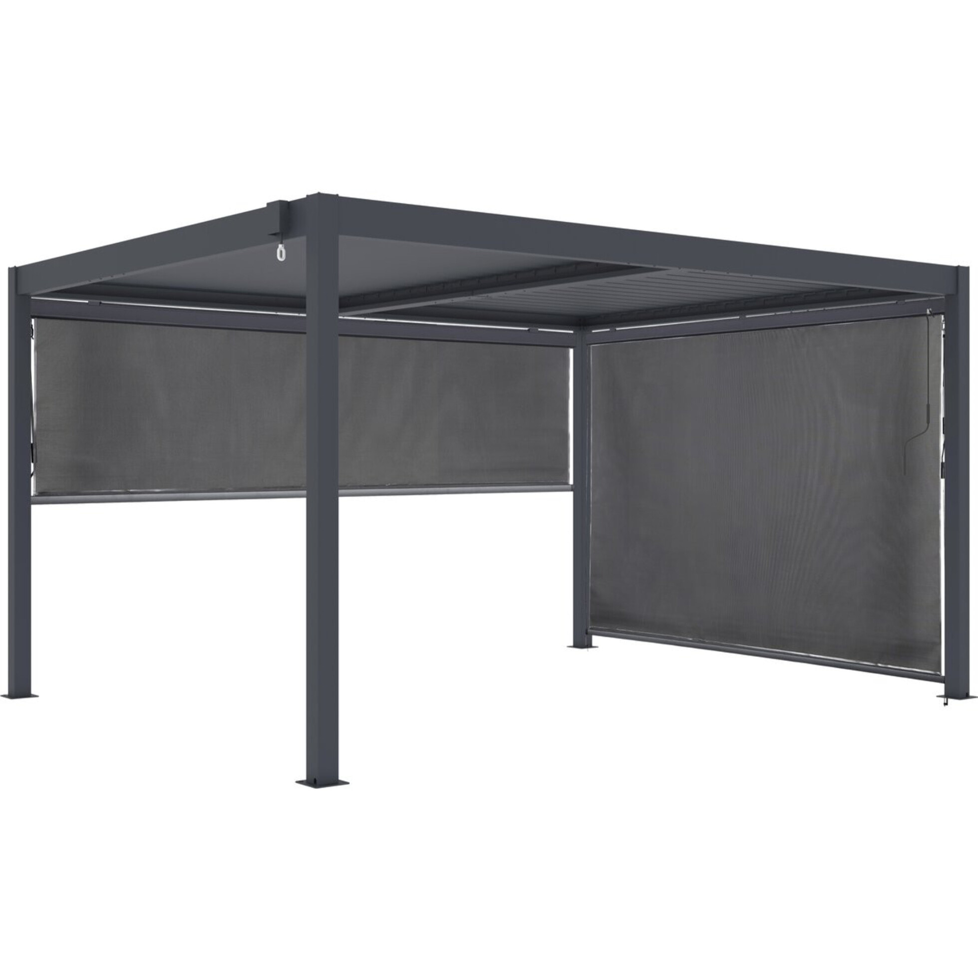 Pergola bioclimatique avec 2 stores en aluminium "Windsor" - 3 x 4 m - Gris