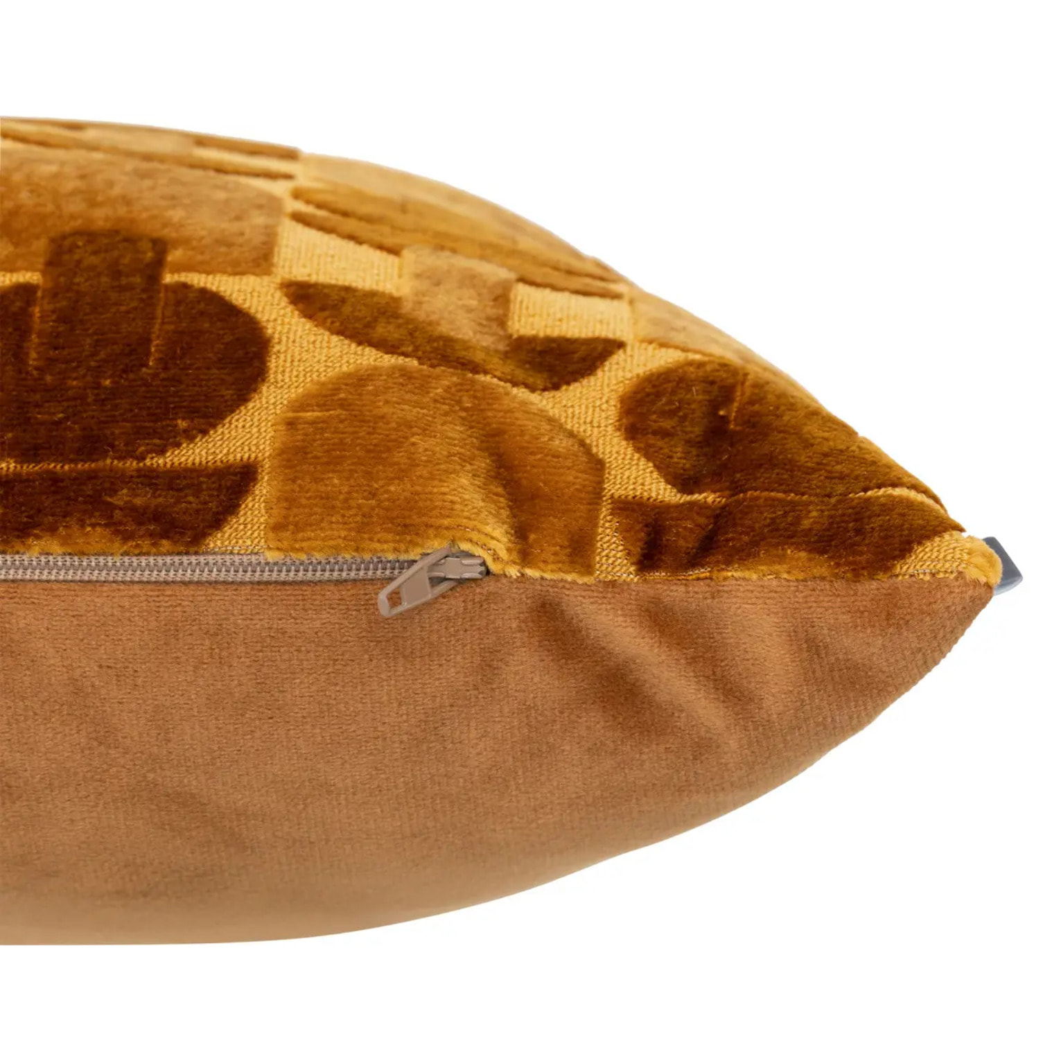 Coussin "Luna" jacquard velours ocre 30x50cm
