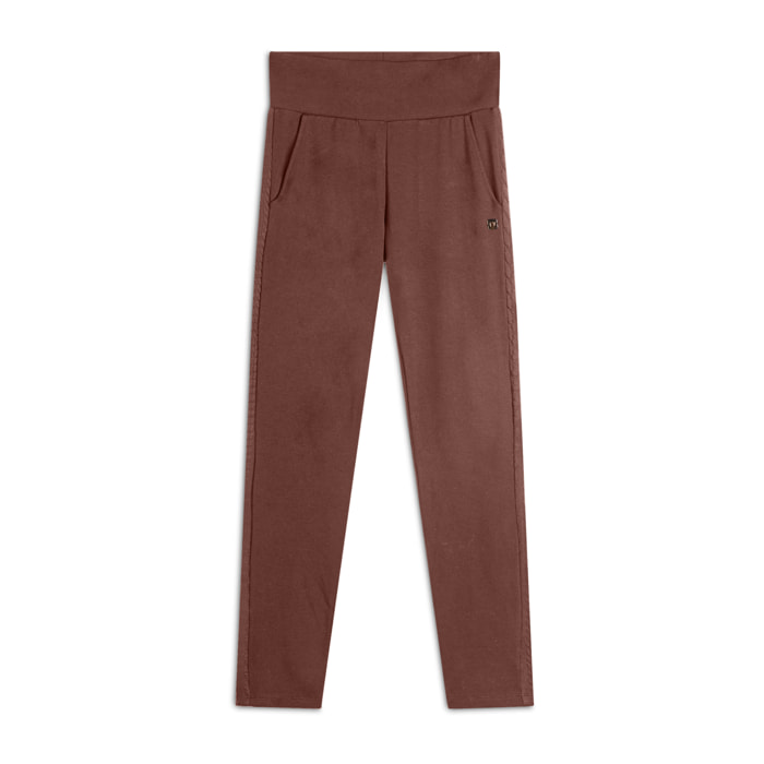 Pantalone donna in felpa viscosa con bande intrecciate