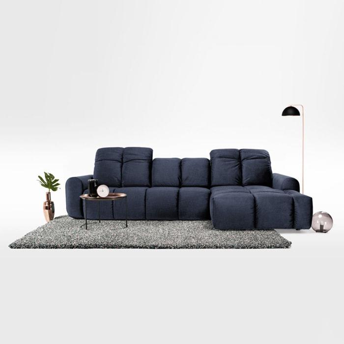 Canapé d'Angle Droit Tissu Anacapri, 3 Places, Repose-têtes Ajustables, Style Contemporain