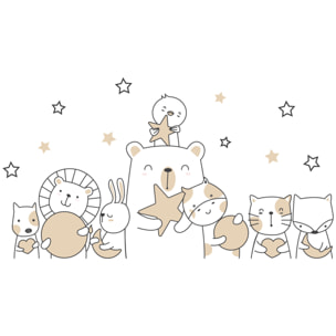 Stickers muraux | Sticker Mural Autocollant - ANIMAUX À LA PÊCHE À LA LUNE ET AUX ÉTOILES - Stickers adhésifs