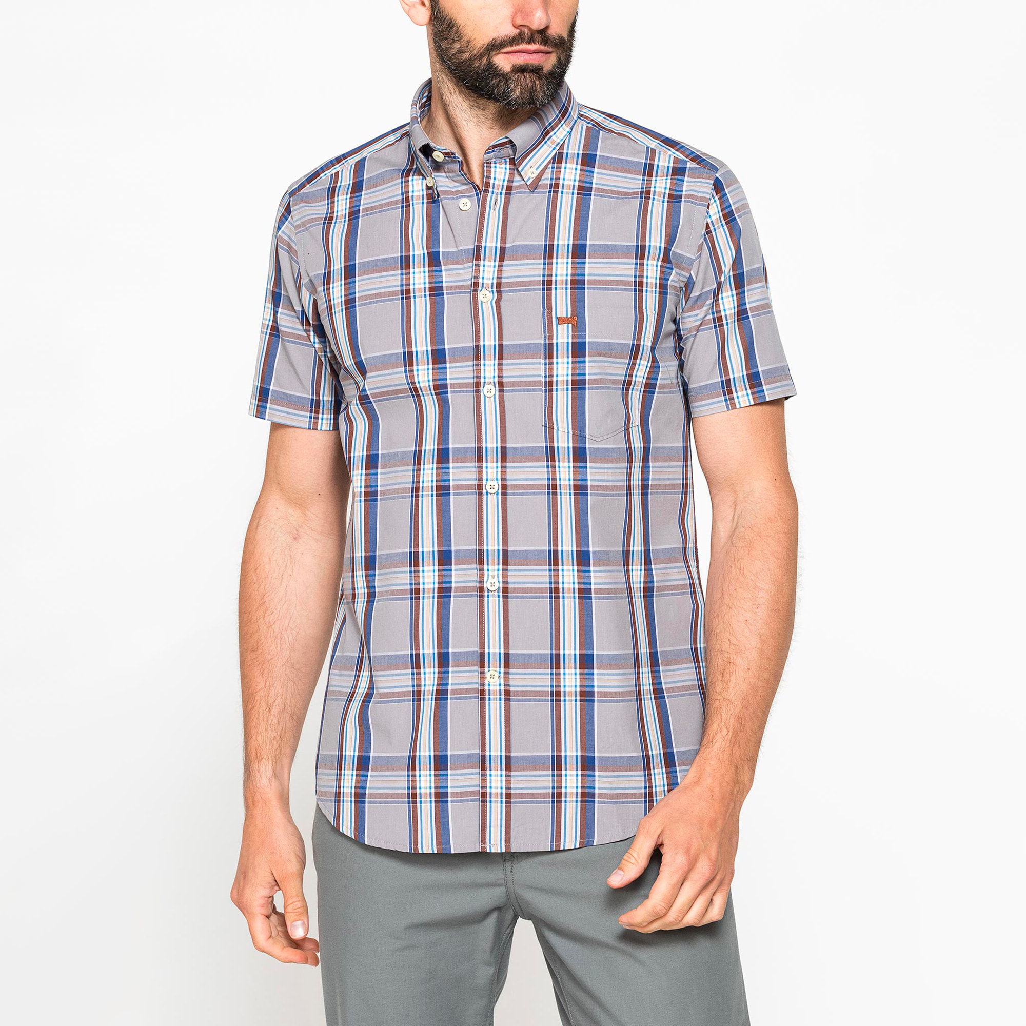 CAMICIA A MANICA CORTA IN COTONE CON FANTASIA