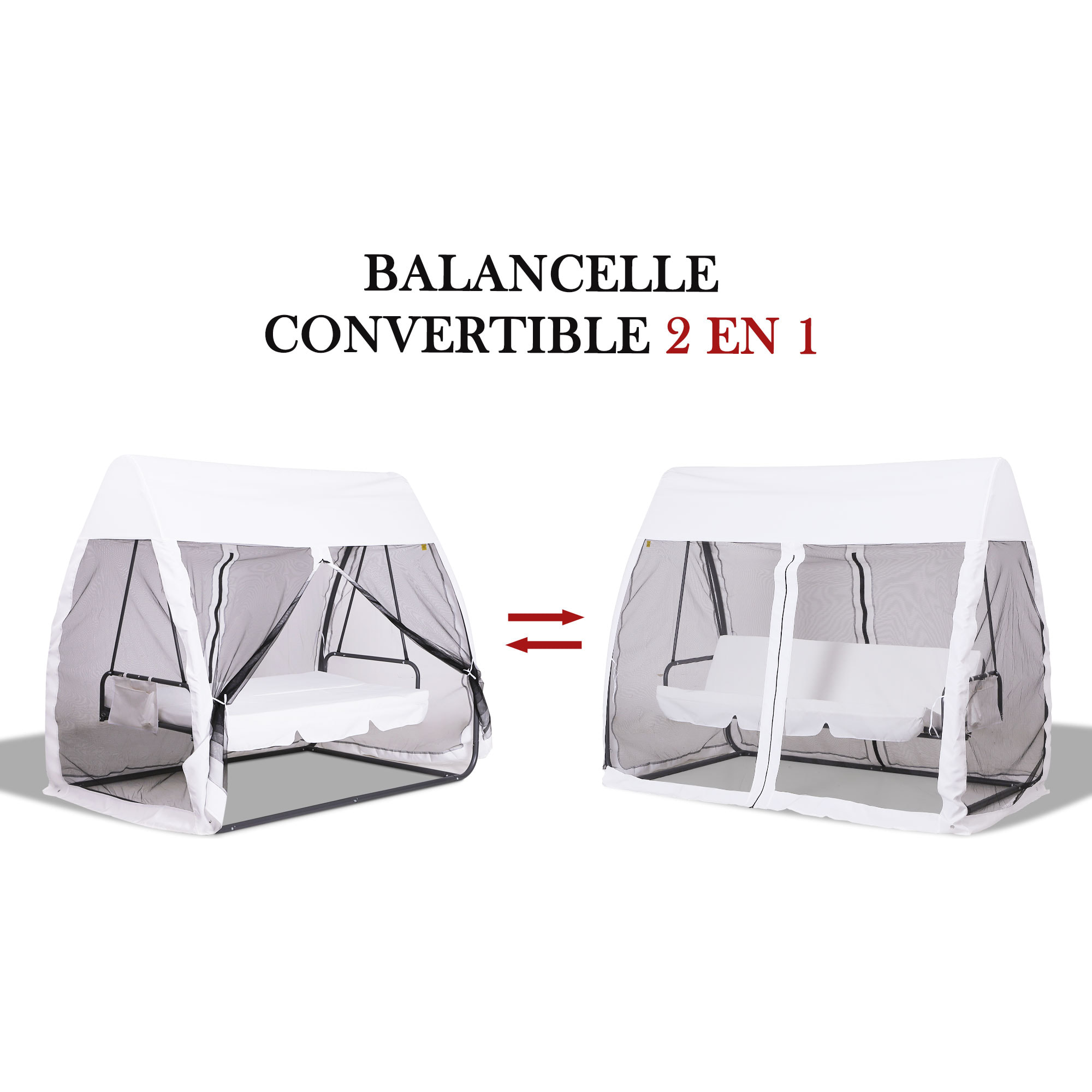 Balancelle de jardin convertible 3 places