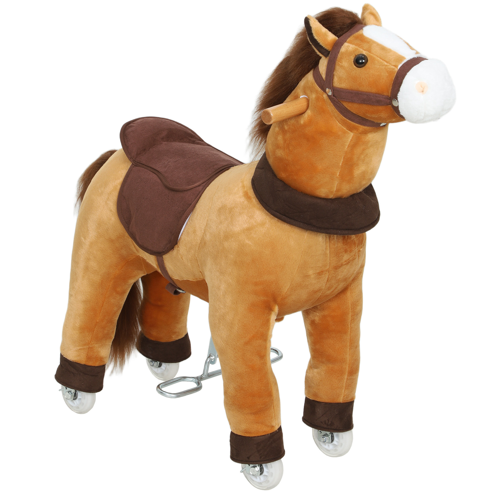 Porteur cheval pour enfant +36 moisà roulettes repose-pieds poignées marron
