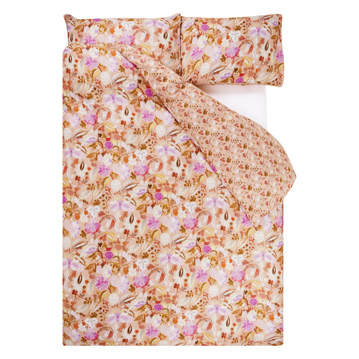 Housse de couette imprimée en satin de coton, GIRADON, Rose clair