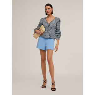 Motivi - Shorts a vita alta in tessuto crêpe - Azzurro