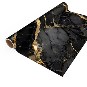 Sticker crédence adhésive - MARBRE NOIR ET OR - 60x100cm