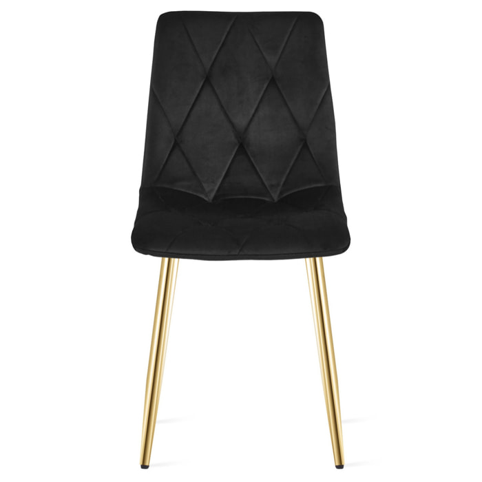 Sedia Libra in Velluto Nero con Gambe Oro