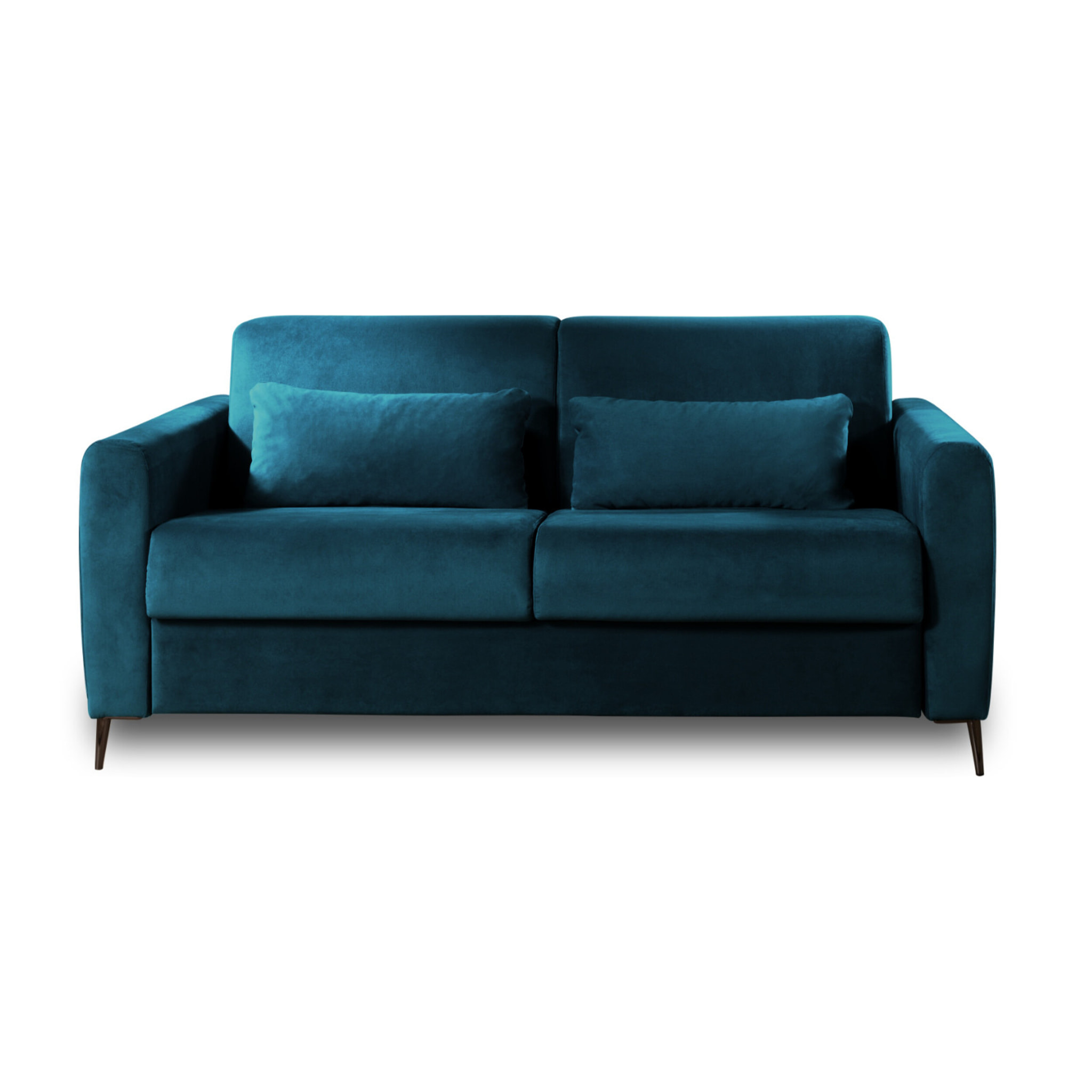 Owen - canapé 3 places convertible express couchage quotidien 140 cm matelas 12 cm en velours - Bleu canard