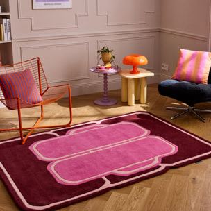 PANTONE - Tapis en laine fait main NUAGE SUCRE à motif géométrique rose