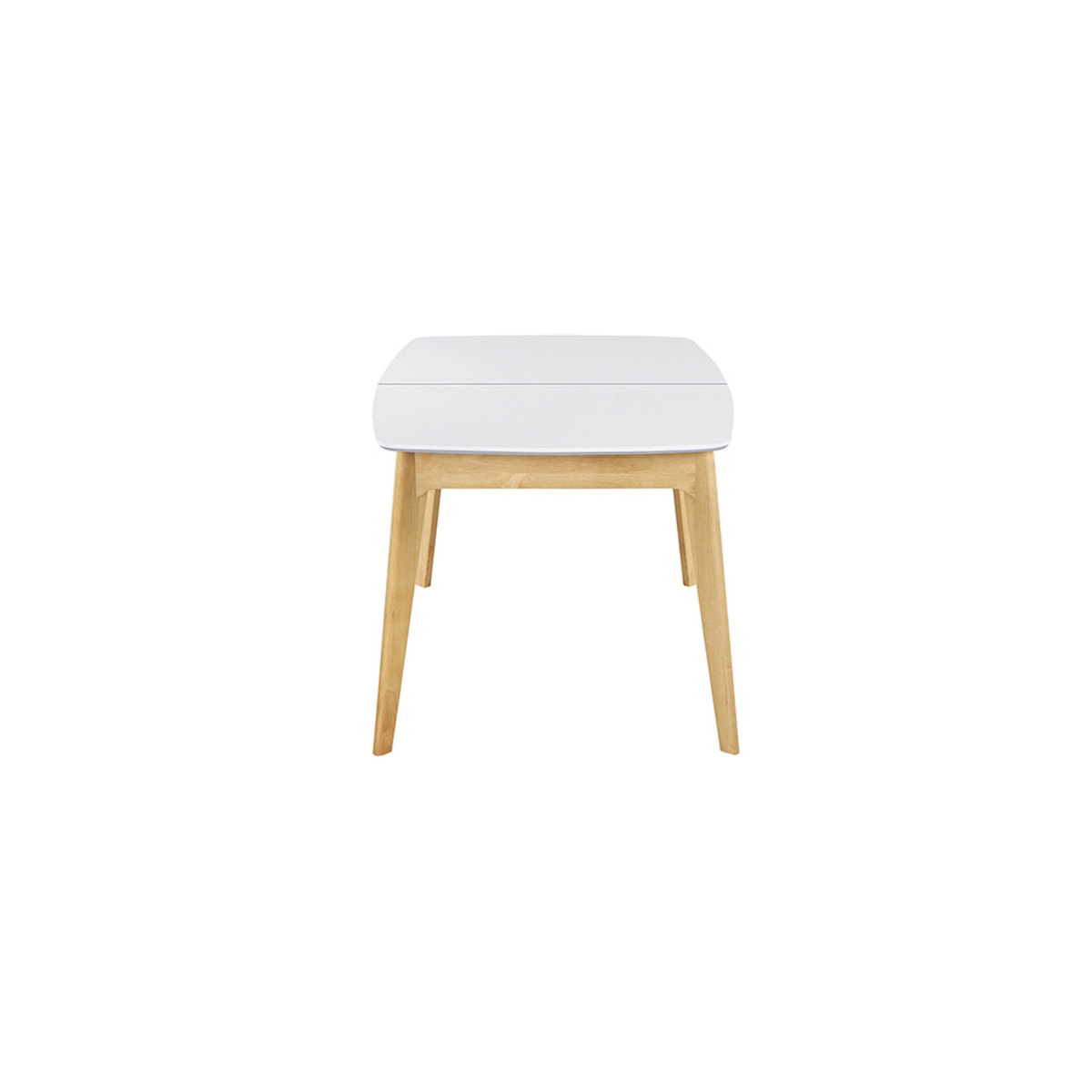 Table extensible rallonges intégrées rectangulaire blanc et bois L140-180 cm MEENA