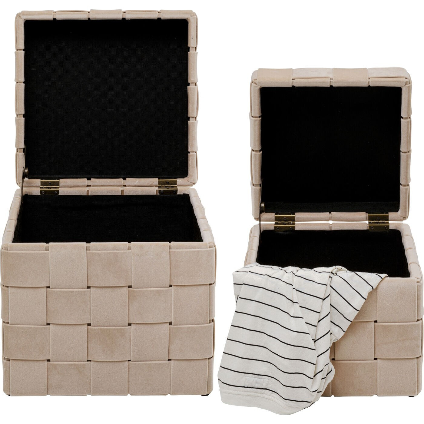 Tabourets-coffres Weave beige set de 2 Kare Design
