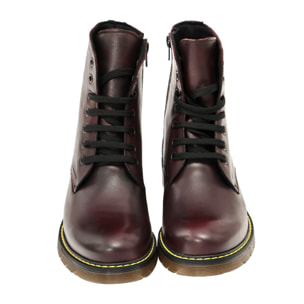 Anfibi in vera pelle con stringhe e lampo laterale