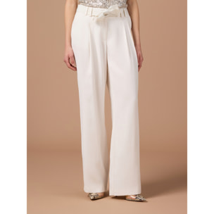 Oltre - Pantaloni fluidi con cintura - Bianco