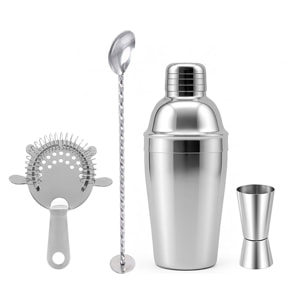 Set de coctelera con 4 piezas.