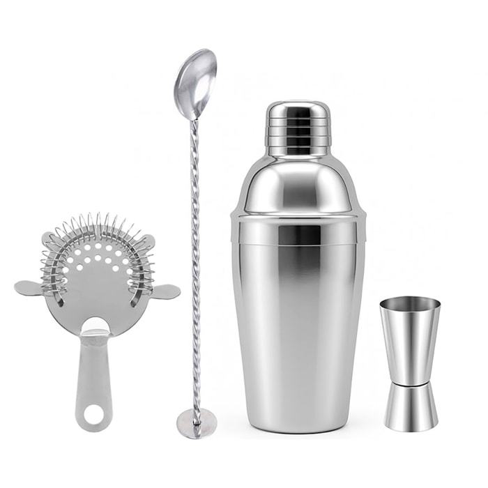 Set de coctelera con 4 piezas.