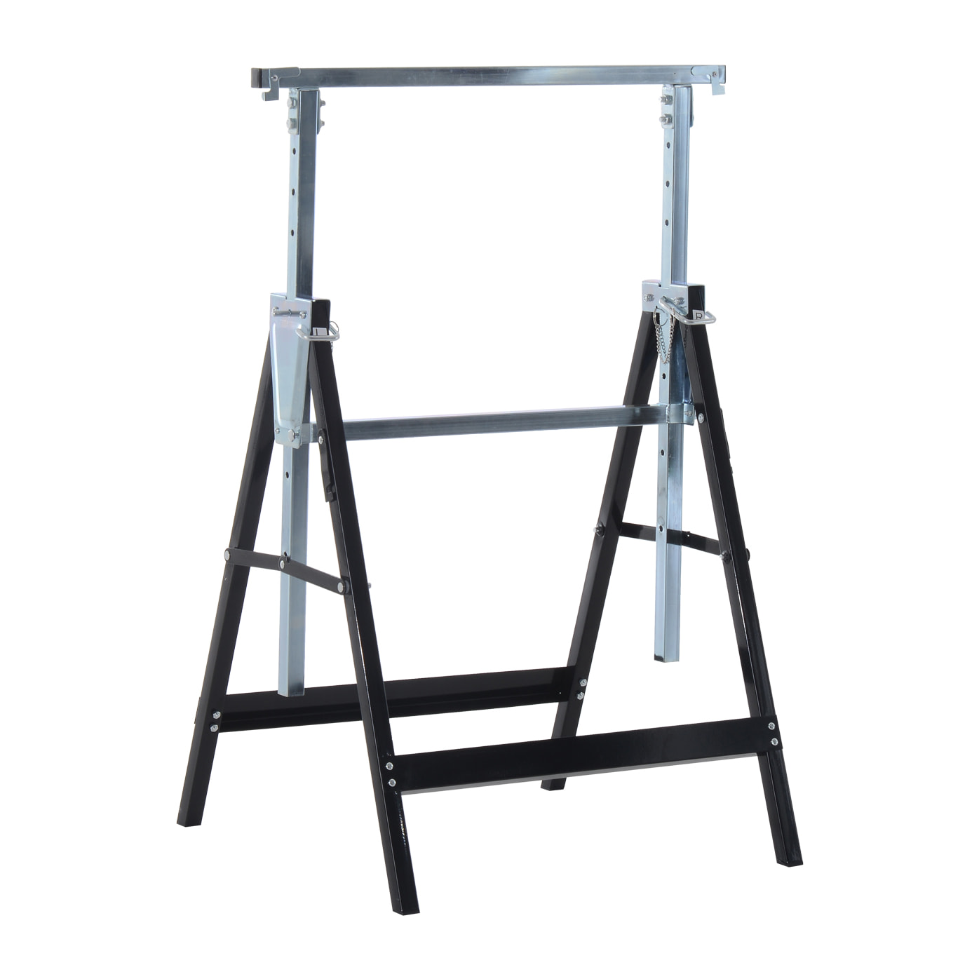 Lot de 2 tréteaux pliables télescopiques hauteur réglable 80-130 cm noir