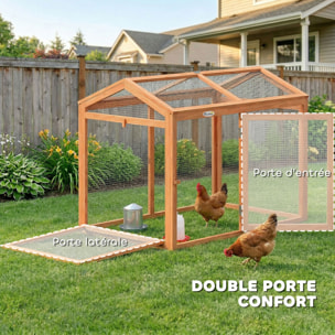 Poulailler modulable enclos extérieur pour 2 poules bois pré-huilé